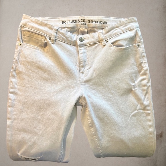 NWOT ROEBUCK & Co. Vintage Distressed Raw Hem Skinny Jeans White/12R - Picture 10 of 14